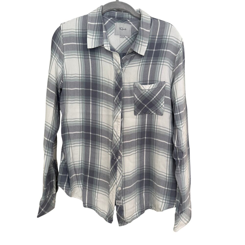 Rails Hunter Button Down Shirt Ocean Blue and White Size Medium